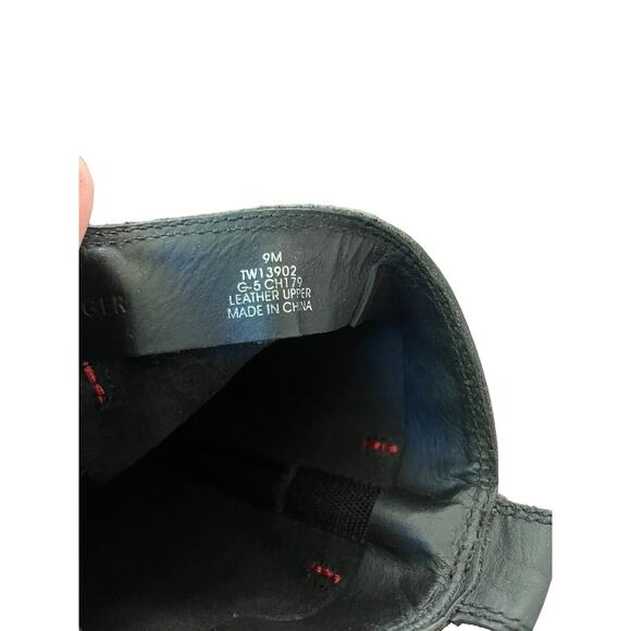 Tommy Hilfiger Black Leather Harness High Heel Mid Calf Boots Size 9 - Picture 7 of 7